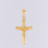 Pendant Cross Christ Four Sparkles Matte 1.25g / 1 1/4 in 18K Yellow Gold
