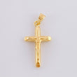Dije Cruz Cristo Puntas Planas Mate 0.75g / 1 in Oro Amarillo 18K