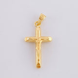 Dije Cruz Cristo Puntas Planas Mate 0.75g / 1 in Oro Amarillo 18K