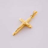 Dije Cruz Cristo Puntas Planas Mate 0.75g / 1 in Oro Amarillo 18K