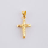Dije Cruz Cristo Puntas Planas Mate 0.5g / 3/4 in Oro Amarillo 18K
