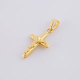 Dije Cruz Cristo Puntas Planas Mate 0.5g / 3/4 in Oro Amarillo 18K