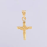 Dije Cruz Cristo Puntas Planas Mate 0.55g / 1 in Oro Amarillo 18K