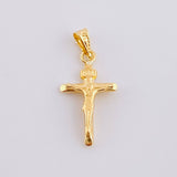 Dije Cruz Cristo Puntas Planas Mate 0.55g / 1 in Oro Amarillo 18K