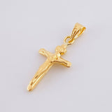 Dije Cruz Cristo Puntas Planas Mate 0.55g / 1 in Oro Amarillo 18K