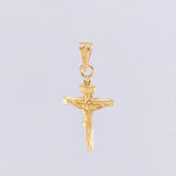 Dije Cruz Cristo Puntas Planas Mate 0.55g / 1 in Oro Amarillo 18K