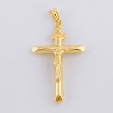 Pendant Cross Christ Flat Tips Matte 1.95g / 1 3/4 in 18K Yellow Gold