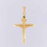 Pendant Cross Christ Flat Tips Matte 1.95g / 1 3/4 in 18K Yellow Gold