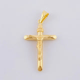 Pendant Cross Christ Flat Tips Matte 1.55g / 1 1/2 in Yellow Gold 18K