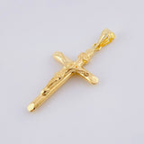 Pendant Cross Christ Flat Tips Matte 1.55g / 1 1/2 in Yellow Gold 18K