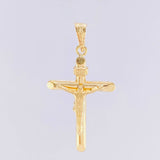 Dije Cruz Cristo Puntas Planas Mate 1.45g / 1 1/2 in Oro Amarillo 18K