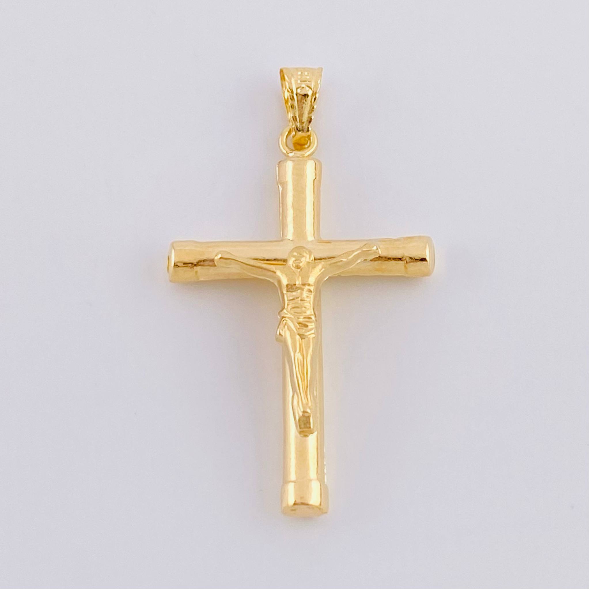 Dije Cruz Cristo Mate 1.75g / 1 1/2 in Oro Amarillo 18K