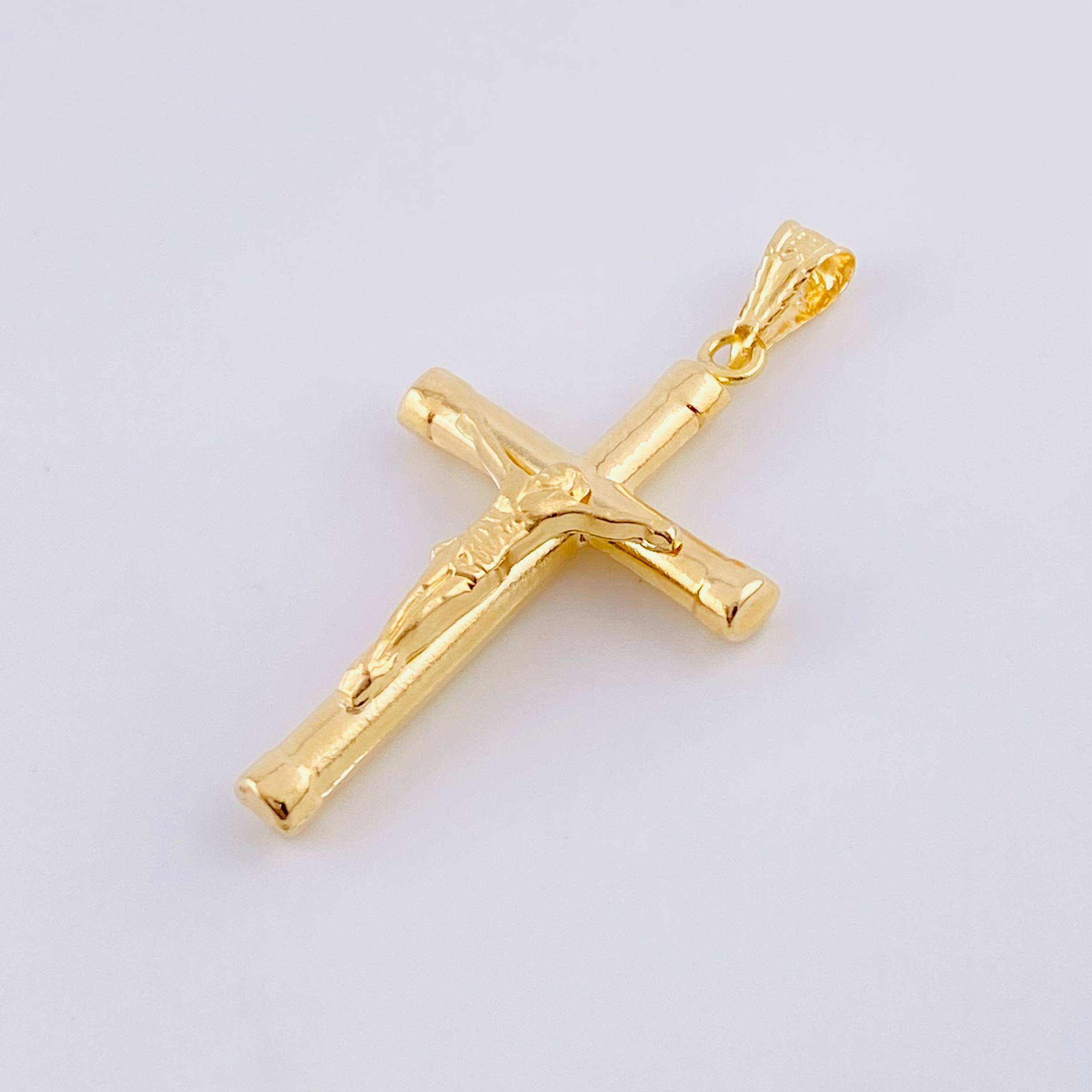 Pendant Cross Christ Matte 1.8g / 1 1/2 in Yellow Gold 18K