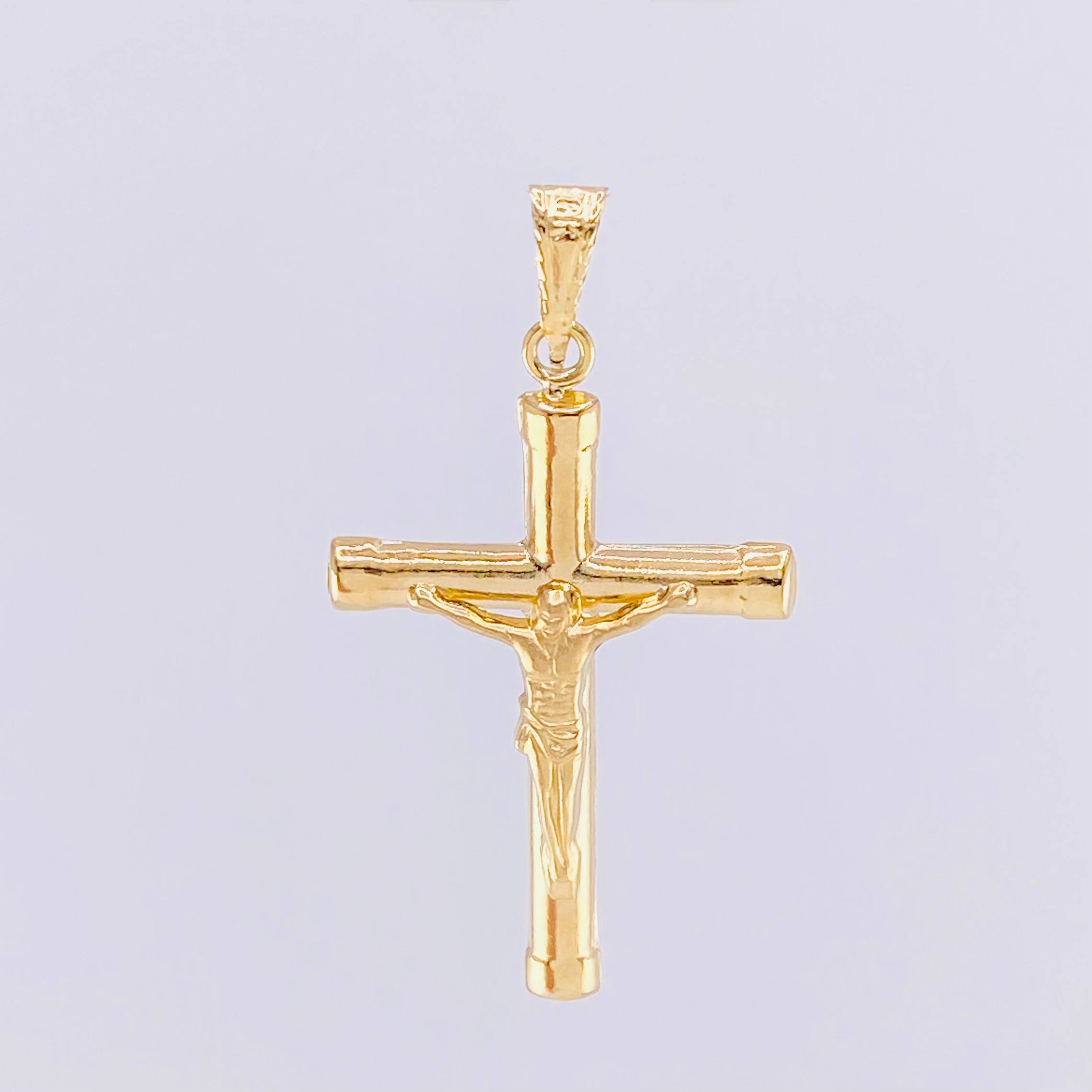 Dije Cruz Cristo Mate 1.75g / 1 1/2 in Oro Amarillo 18K
