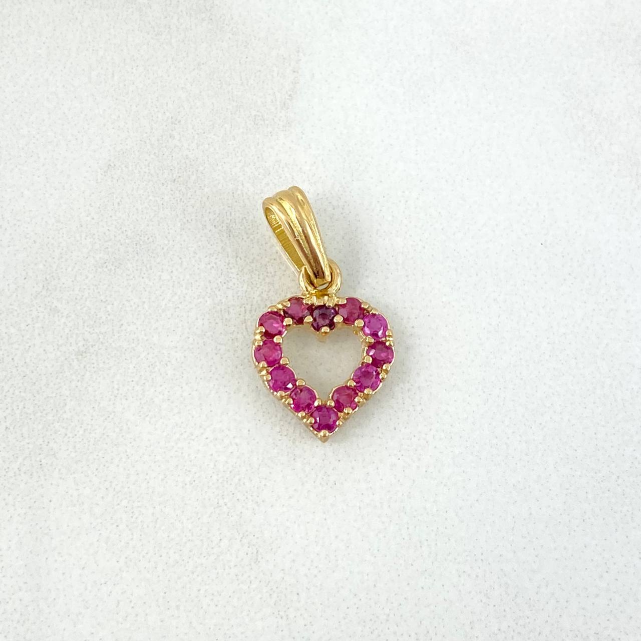 Pendant Heart 1.4gr / 1.8cm / Rubies 40pts Yellow Gold (Jewel) ©