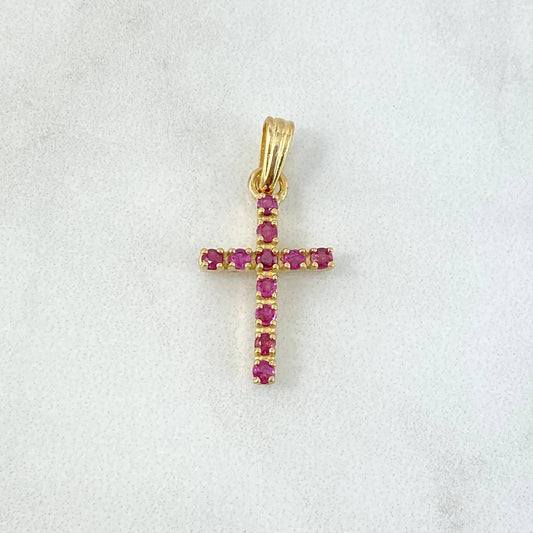 Dije Cruz 2.1gr / 2.7cm / Rubíes 36pts Oro Amarillo (Joya) ©