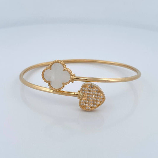 Pulso Aro Trebol Corazon 9.3gr / 7 1/2 in / 2.3mm Oro Amarillo Nac.Esp. 18K %