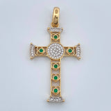 Dije Cruz Halo Corazones 5.15gr / 1 3/4 in / Dos Oros Amarillo Blanco 18K %