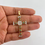 Dije Cruz Halo Corazones 5.15gr / 1 3/4 in / Dos Oros Amarillo Blanco 18K %