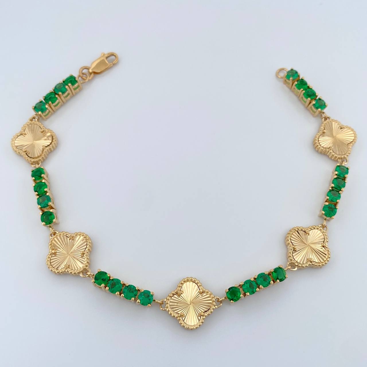 Pulso Tennis Trebol 18.05gr / 8 in / 3.66mm Oro Amarillo Nac.Esp. 18K %