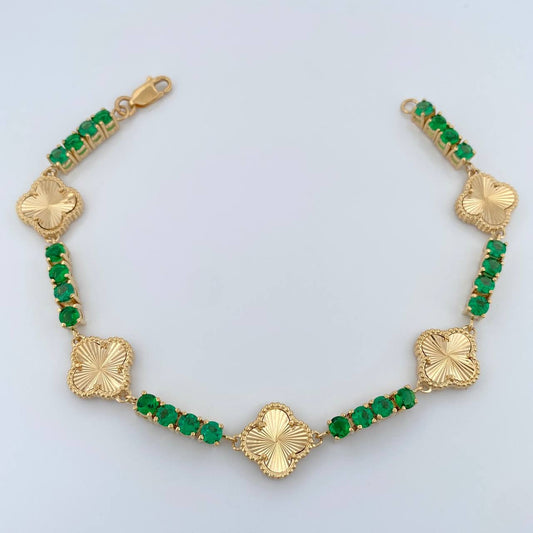 Pulso Tennis Trebol 18.05gr / 8 in / 3.66mm Oro Amarillo Nac.Esp. 18K %