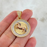 Dije Medalla Caballlo Diamantada 7.1gr / 3.5cm / Oro 18K *