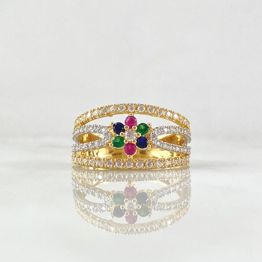 Flower Lines Ring 4.6gr / Size 6 3/4 / 18K Gold *