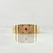 Signet Ring Striped Band 4.85gr / Size 9 1/2 / 18K Gold *