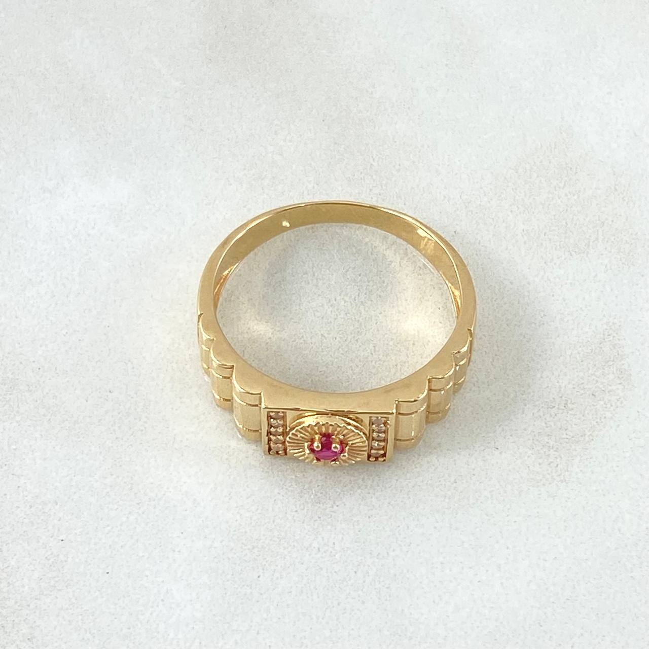 Signet Ring Striped Band 4.85gr / Size 9 1/2 / 18K Gold *