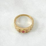 Signet Ring Striped Band 4.85gr / Size 9 1/2 / 18K Gold *