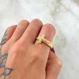 Crucifix Ring Punctuated 4.6gr / Size 9 3/4 / 18K Gold *