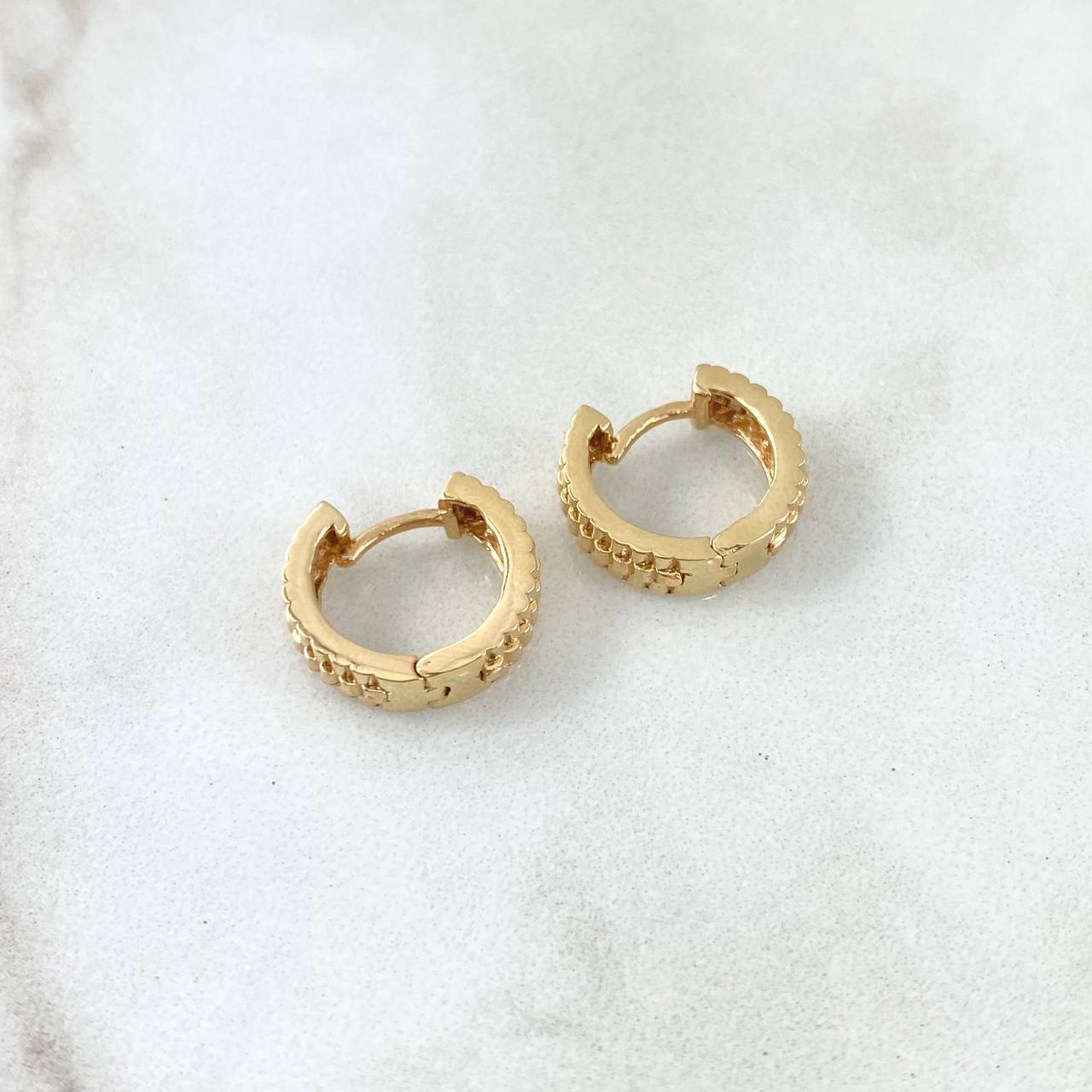 Hoop Earrings Track Strap 4gr / 1cm / 18K Gold *
