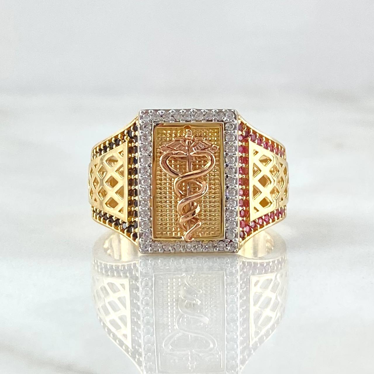 Caduceus Snake Ring 8.4gr / Size 10 1/2 / 18K Gold *