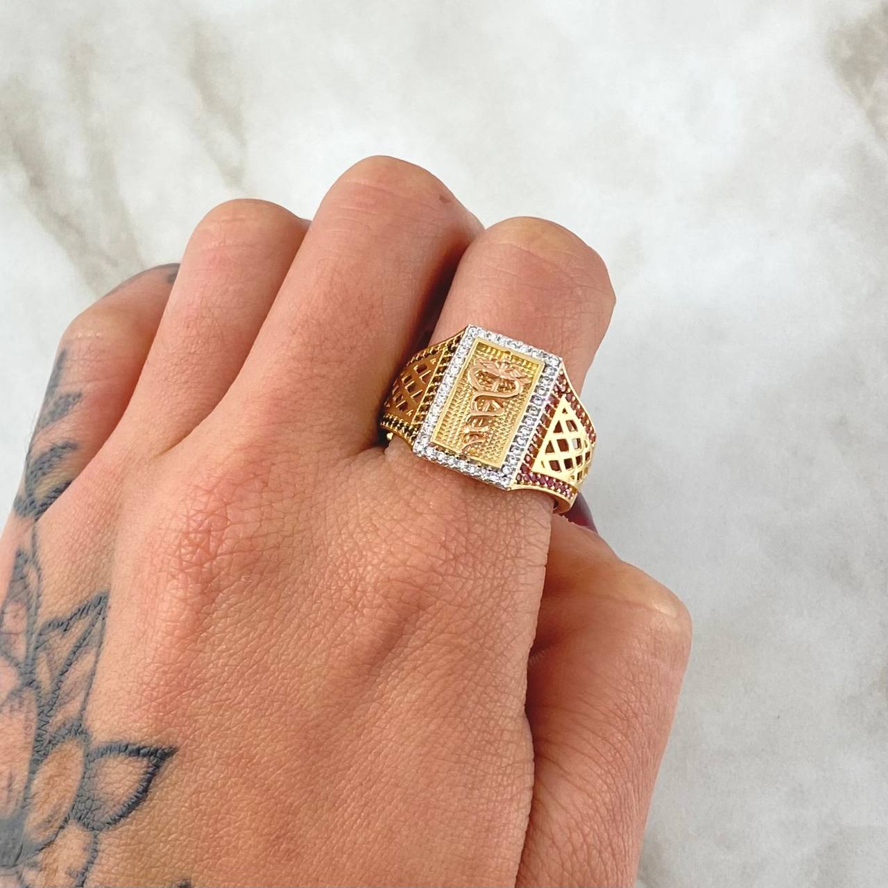 Caduceus Snake Ring 8.4gr / Size 10 1/2 / 18K Gold *