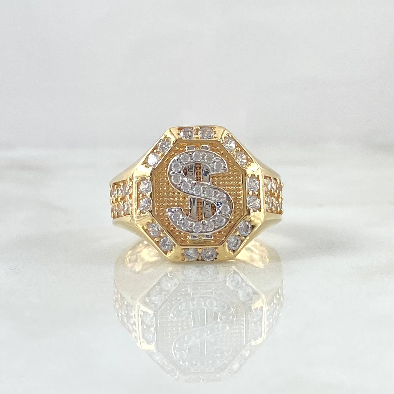 Anillo Dólar Octagonal 6.95gr / T9 / Oro 18K *