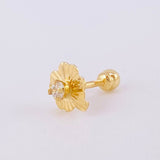 Piercing Trebol Chispa Central 0.45g / 1/2 in Oro Amarillo 18K