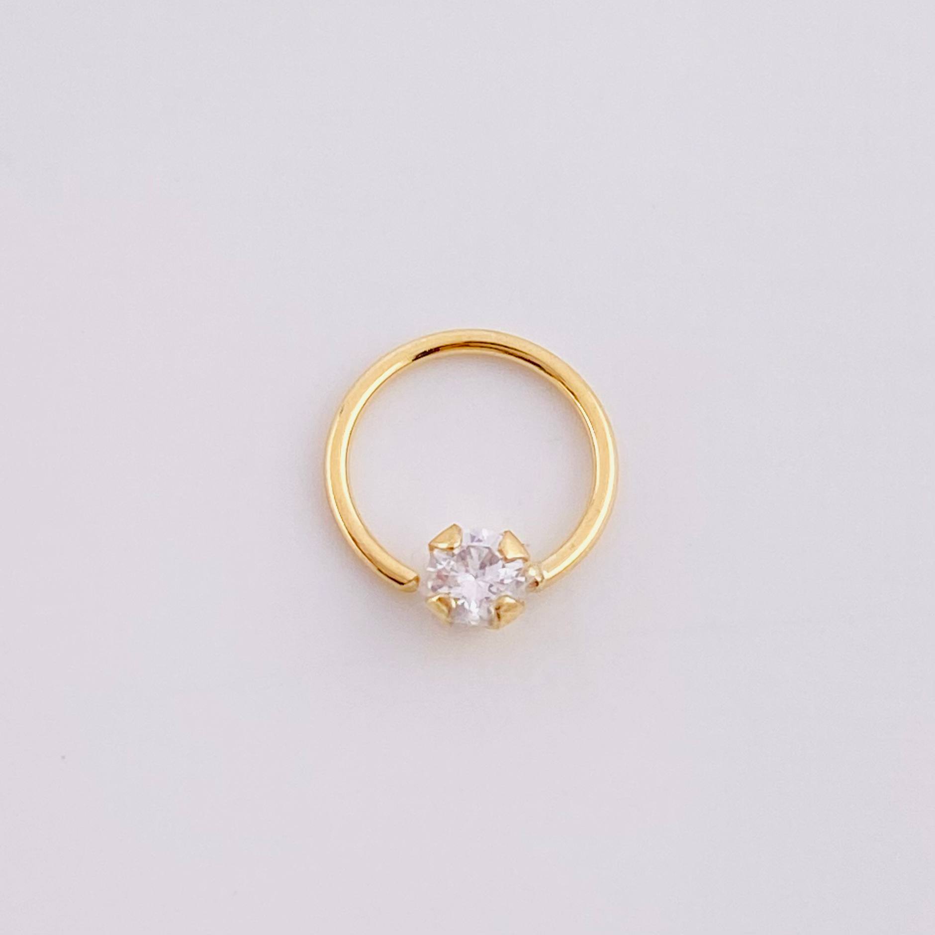 Piercing Aro Chispa Central 0.3g / 1/2 in Oro Amarillo 18K
