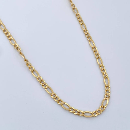 Cadena Figaro 6.5gr / 23 3/4 in / 2.93mm Oro Amarillo +1 18K $