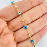 Classic Link Bracelet Turkish Eye 2.2g / 7 3/4 in / 0.9mm Yellow Gold 18K