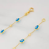 Classic Link Bracelet Turkish Eye 2.2g / 7 3/4 in / 0.9mm Yellow Gold 18K