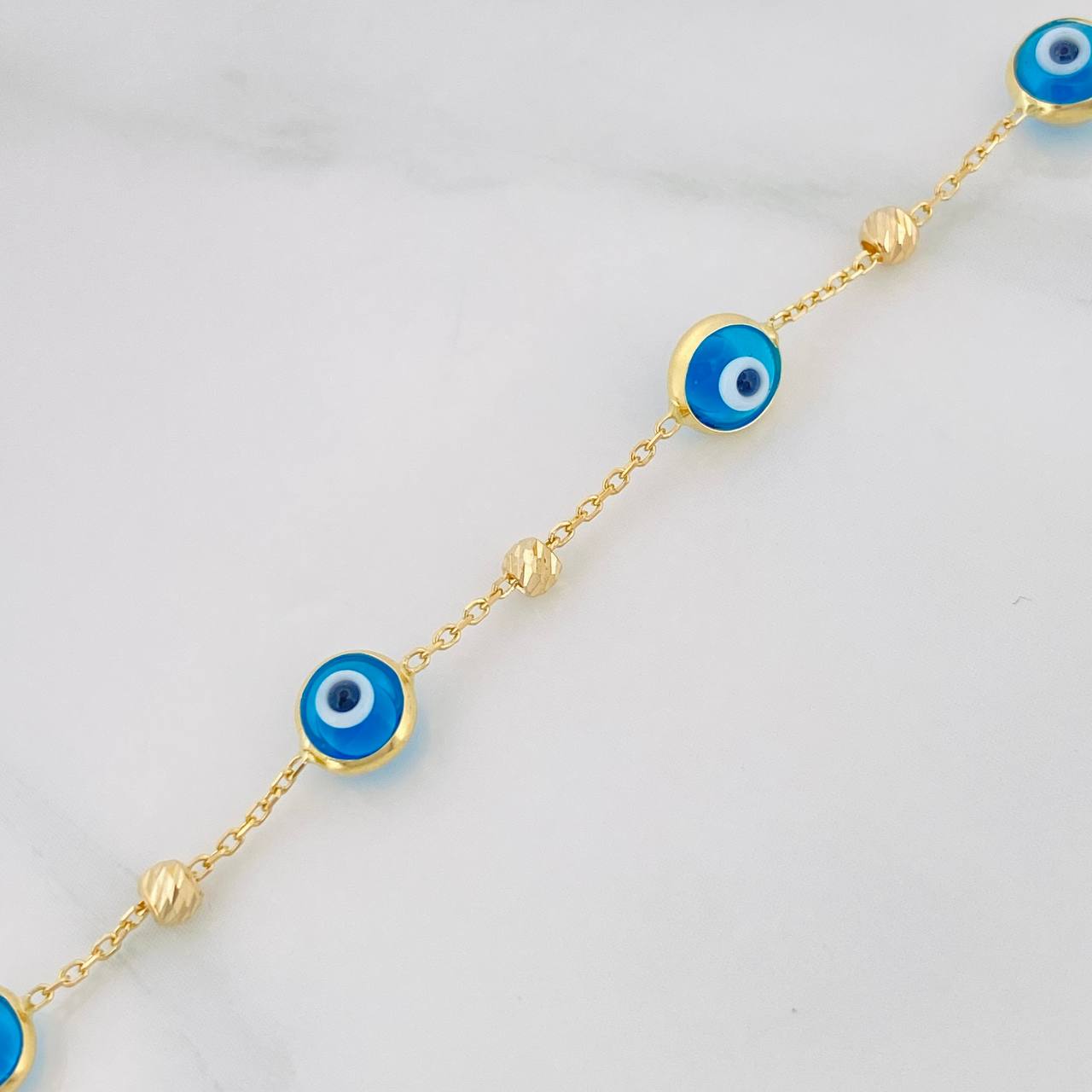 Classic Link Bracelet Turkish Eye 2.2g / 7 3/4 in / 0.9mm Yellow Gold 18K