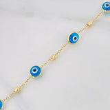 Classic Link Bracelet Turkish Eye 2.2g / 7 3/4 in / 0.9mm Yellow Gold 18K