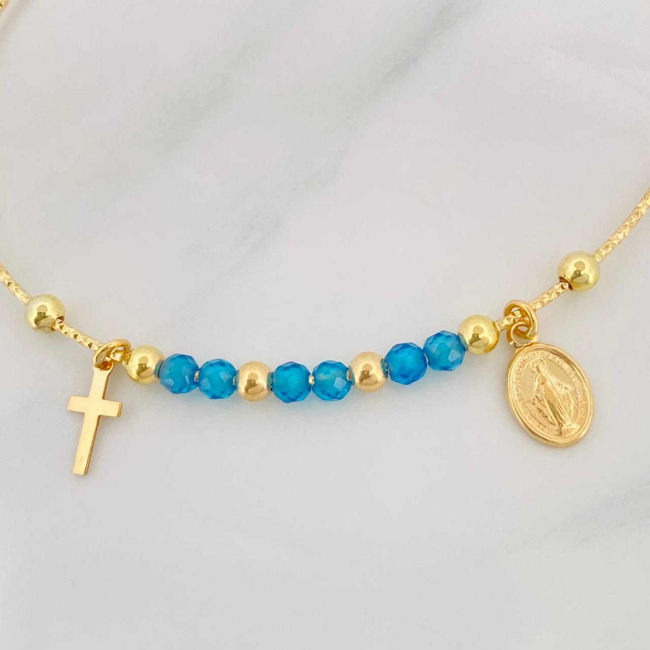 Pulso Aro Virgen Milagrosa 3.35g / 6 3/4 in / 1mm Oro Amarillo 18K