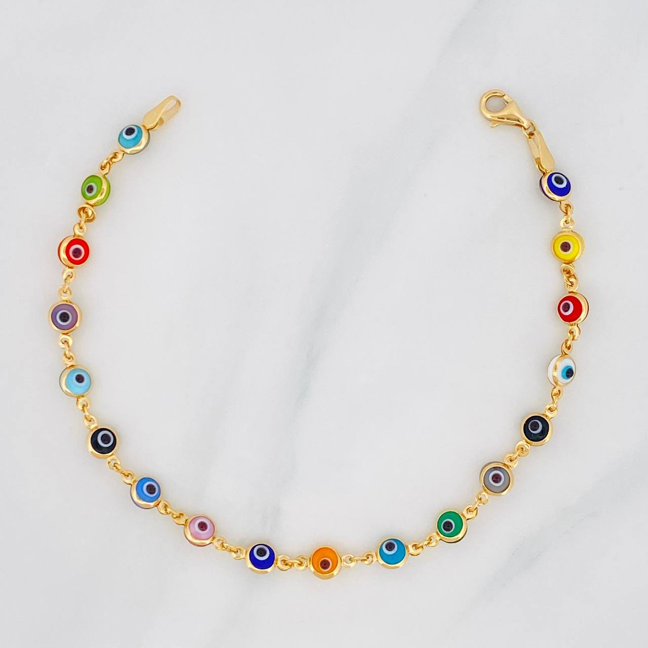 Pulso Ojo Turco 3.65g / 7 1/2 in / 2.5mm Oro Amarillo 18K