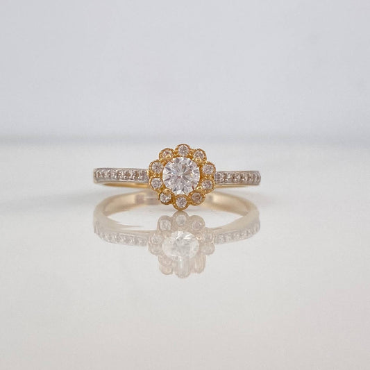 Flower Ring 1.95g / Size 7 Two-Tone Yellow White Gold 18K
