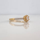 Anillo Flor 1.95g / T7 Dos Oros Amarillo Blanco 18K