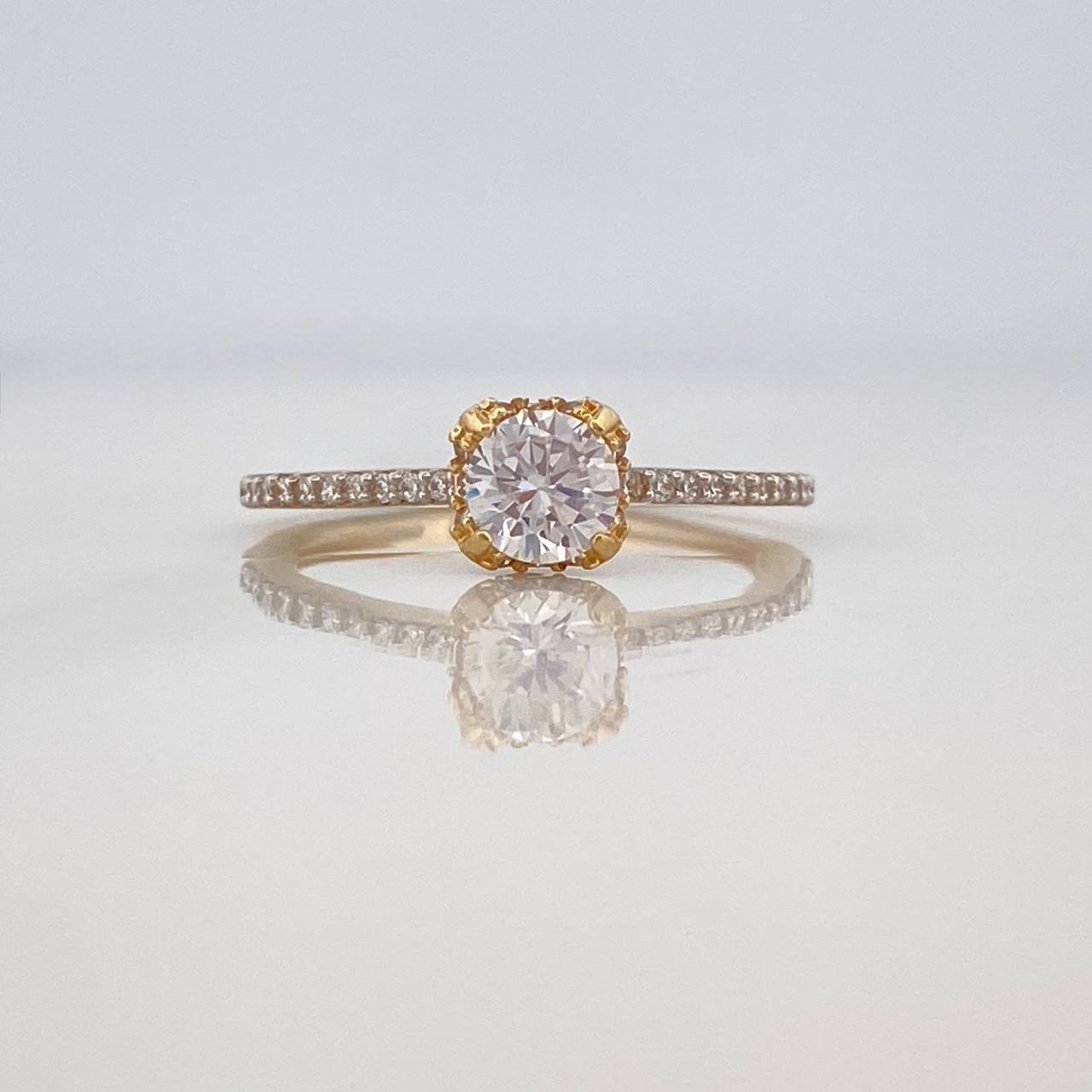 Solitaire Churumbela Ring 1.9g / T6 1/4 Two Yellow White Gold 18K