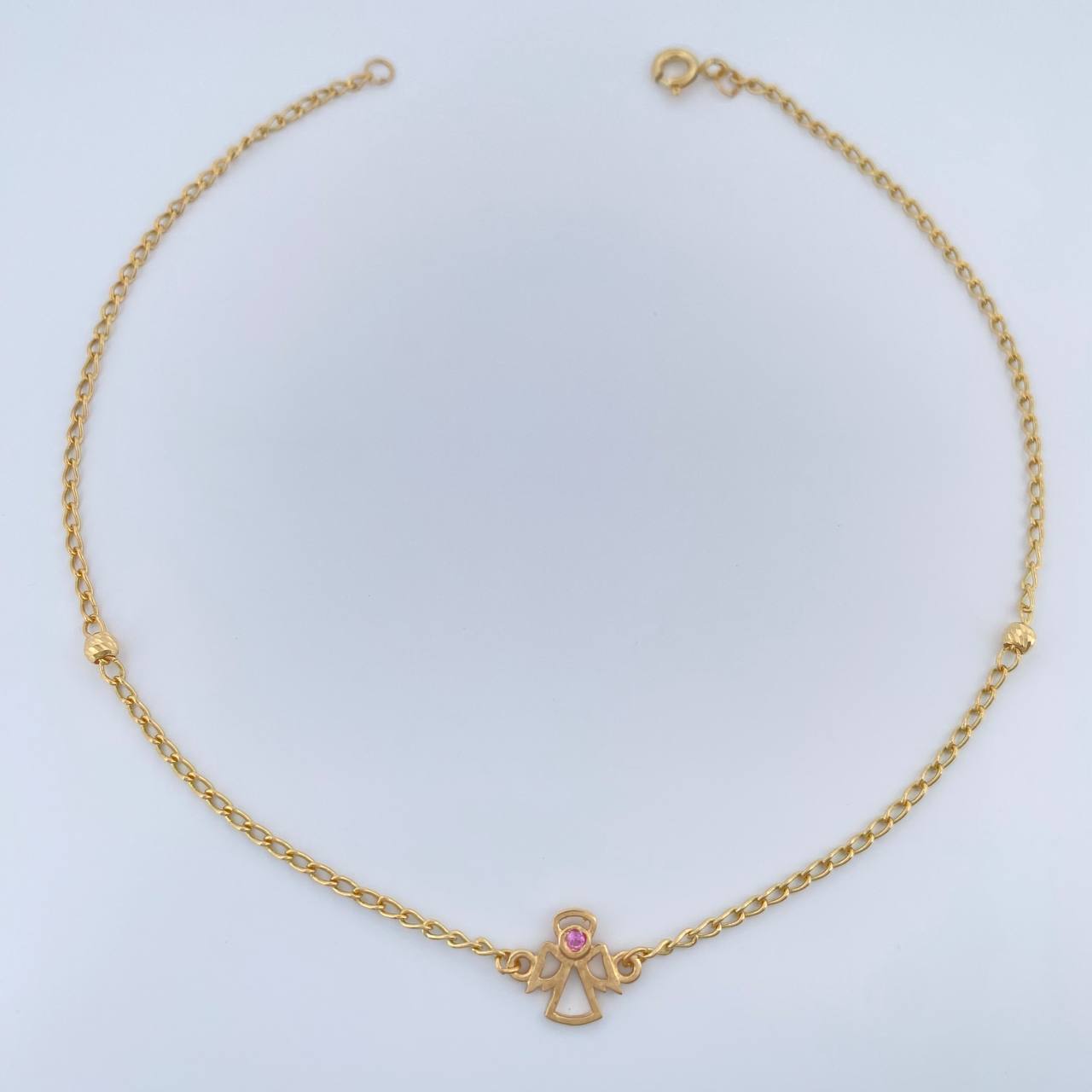 Tobillera Espiga Angel 2.25gr / 10 in / 3mm Oro Amarillo 18K %