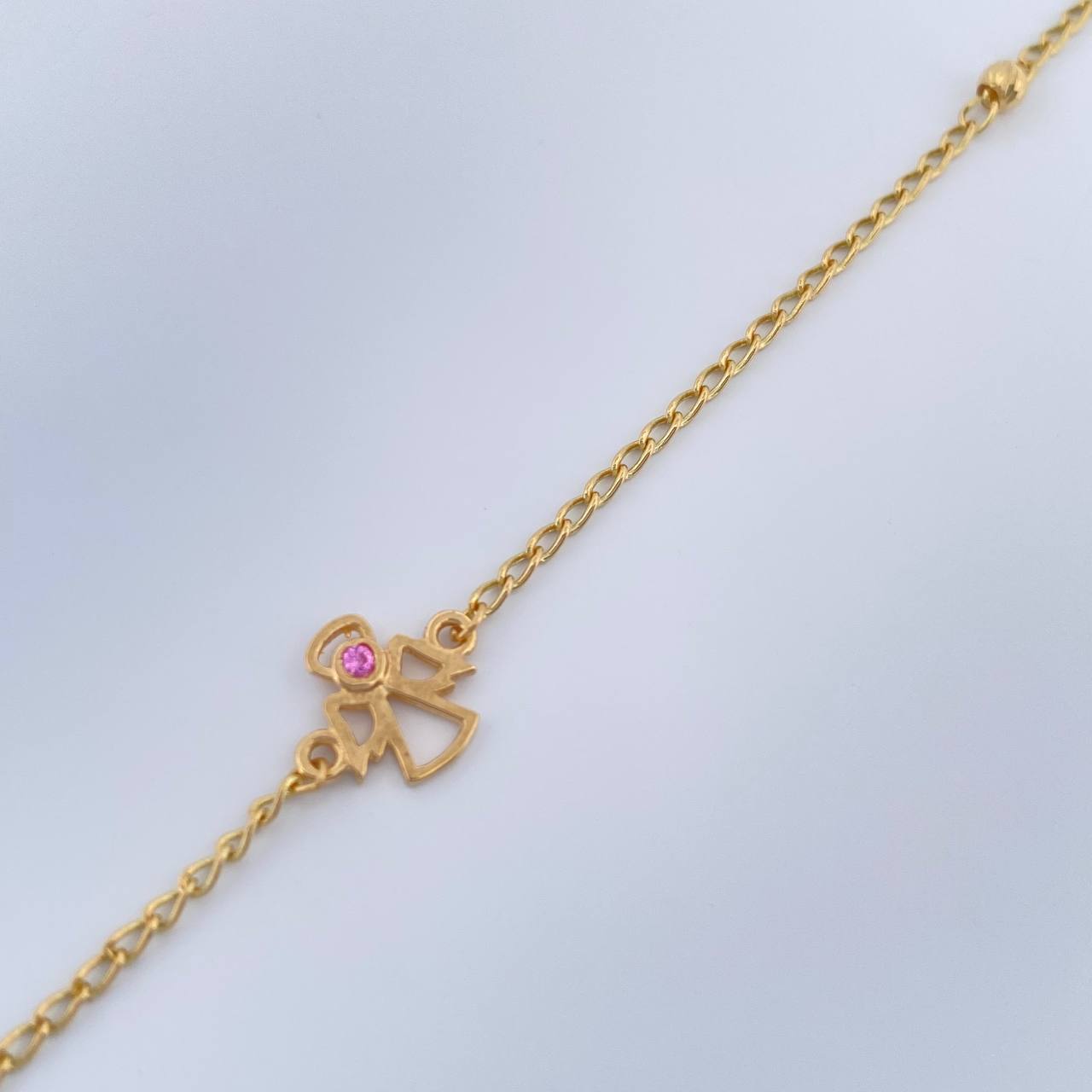 Tobillera Espiga Angel 2.25gr / 10 in / 3mm Oro Amarillo 18K %