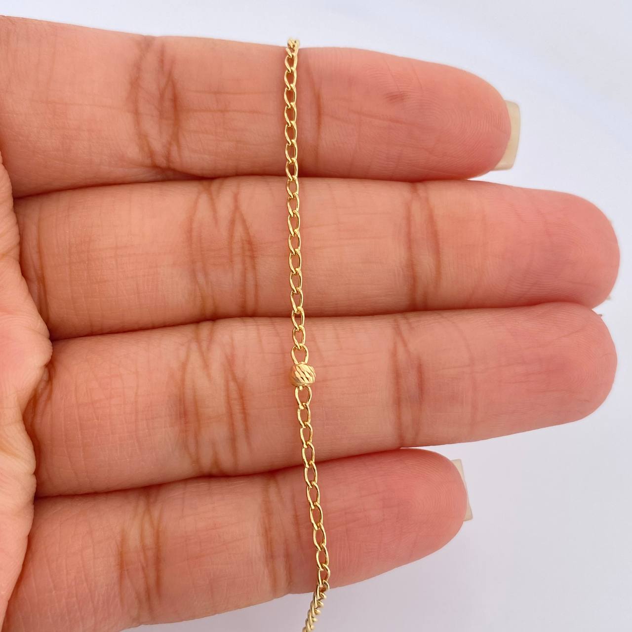 Tobillera Espiga Angel 2.25gr / 10 in / 3mm Oro Amarillo 18K %